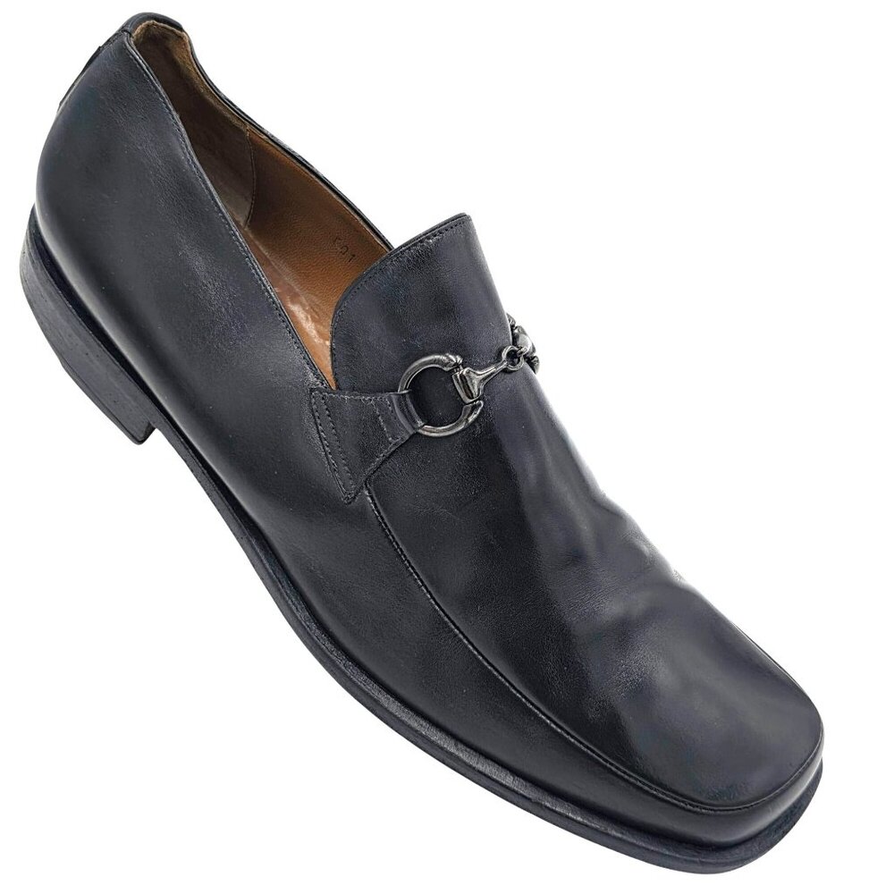 Vintage Mauri Millennium Men Size 13 Black Leather Dress Shoes Italy Bit Loafers